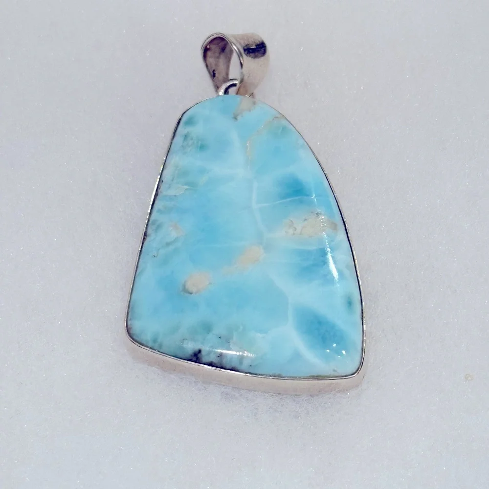 Sterling Silver Caribbean Larimar Pendant - Picture 3 of 6